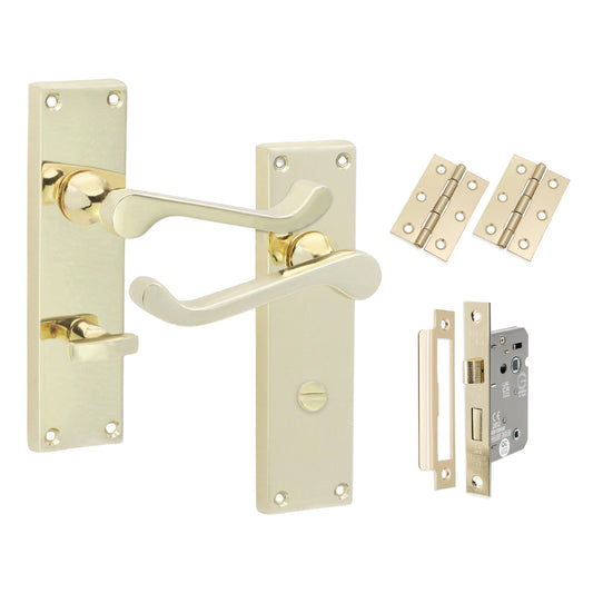 Victorian Scroll Bathroom Lever Handle 150mm Bath Pack Polished Brass