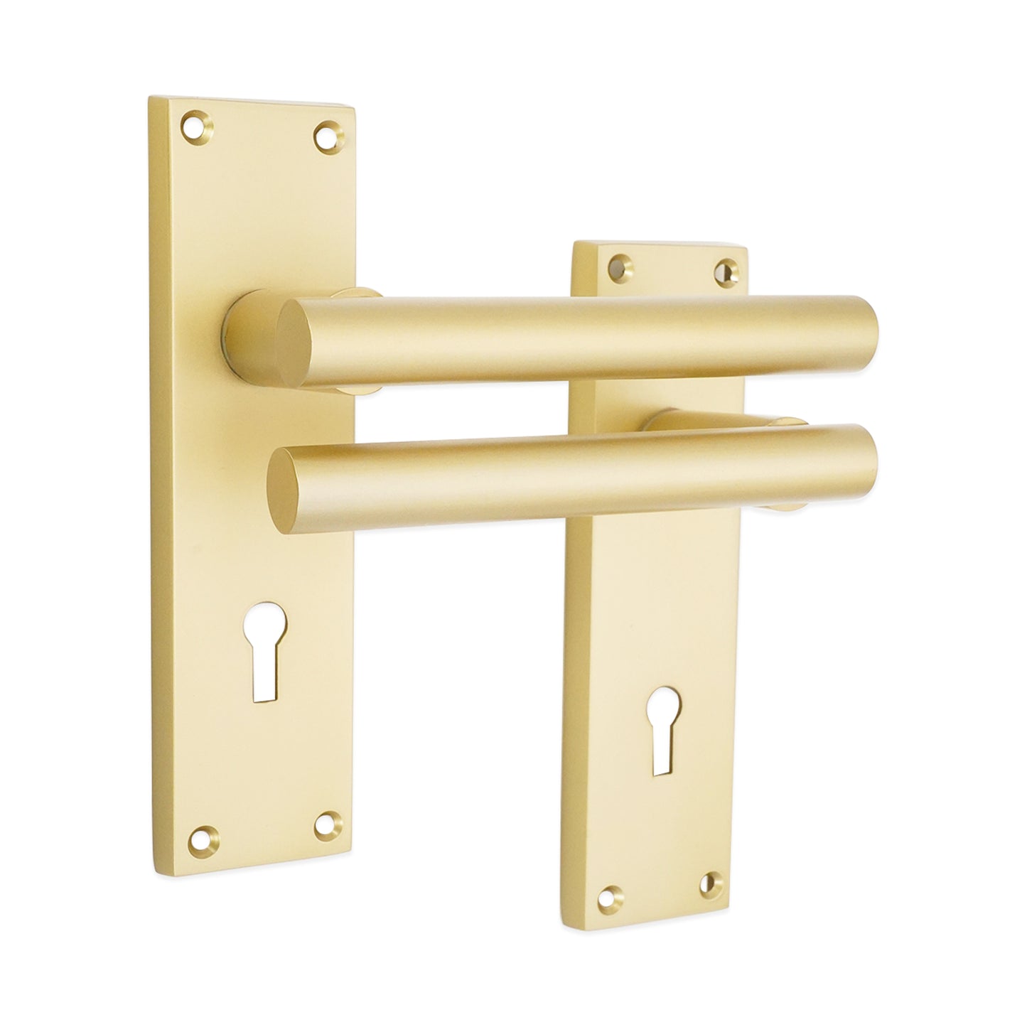 Satin Brass Lever on Backplate Door Handle Home Decor 