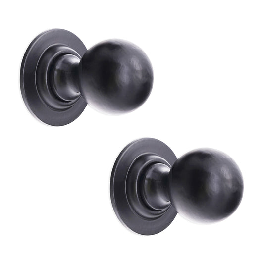 Iron Ball Mortice/Rim Door Knob Matt Black
