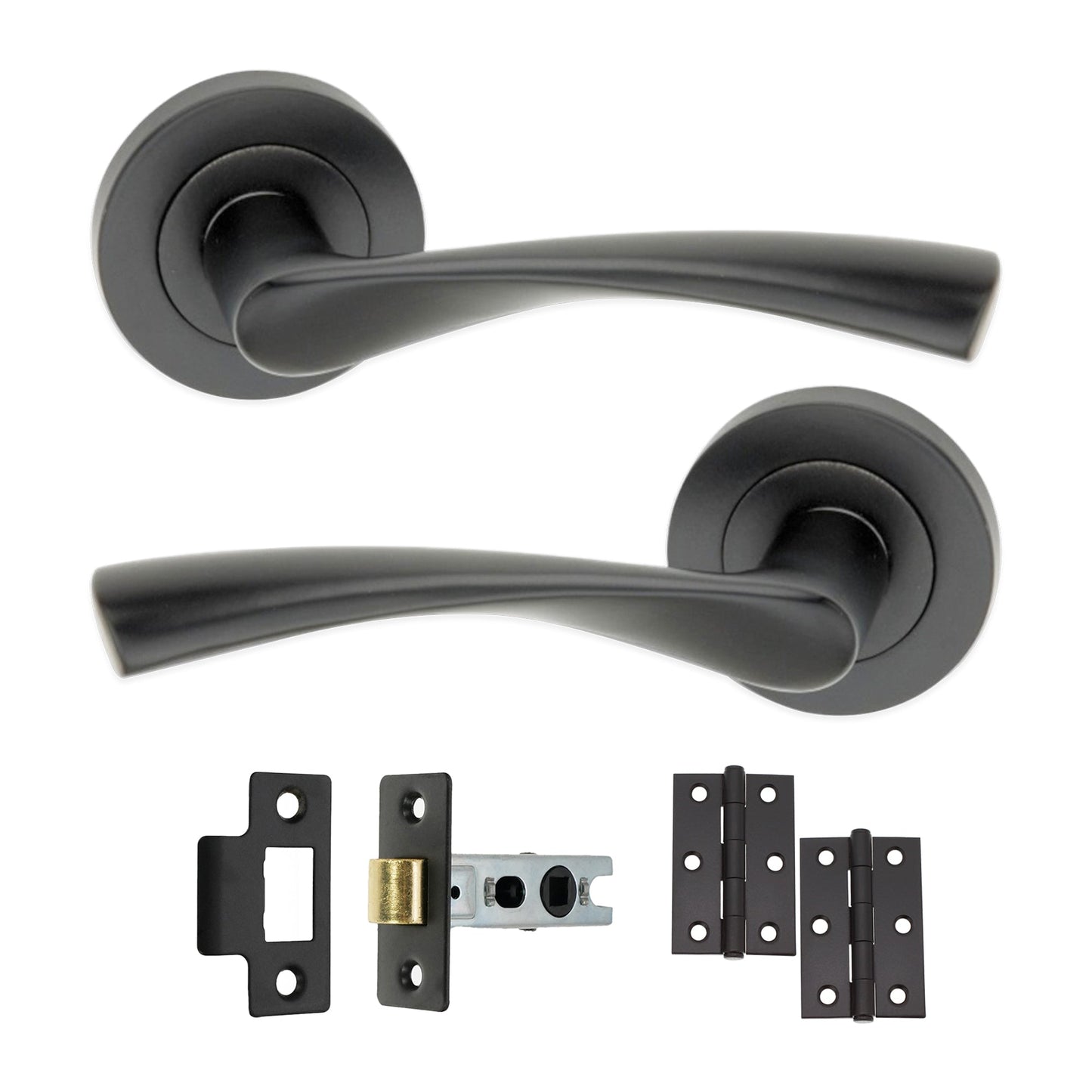Matt Black Lever Door Handle Latch Pack Home Decor
