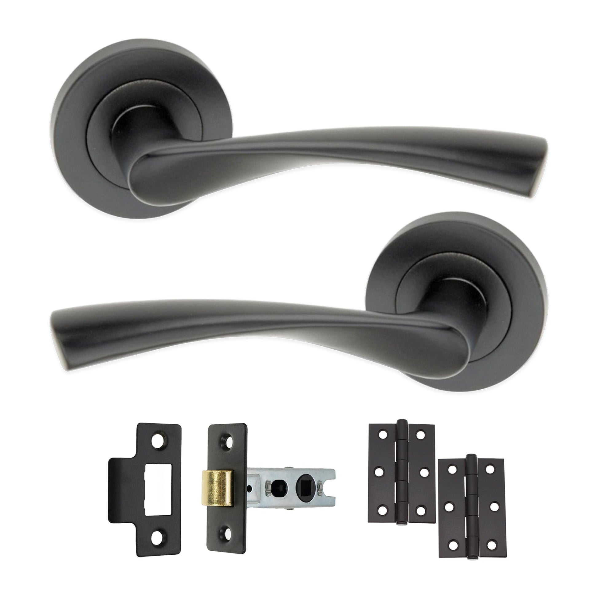 Matt Black Lever Door Handle Latch Pack Home Decor