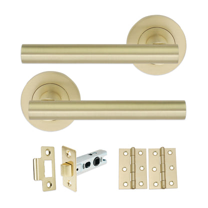 Satin Brass Jura Lever on Rose Latch Pack Home Decor 