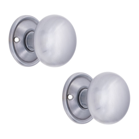 Cottage Large 50mm Rim/Mortice Door Knob Satin Chrome