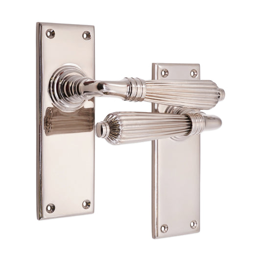 Regency Lever on Backplate Latch Polished Nickel