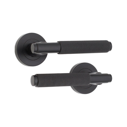 Knurled Lever on Rose Matt Black Home Decor
