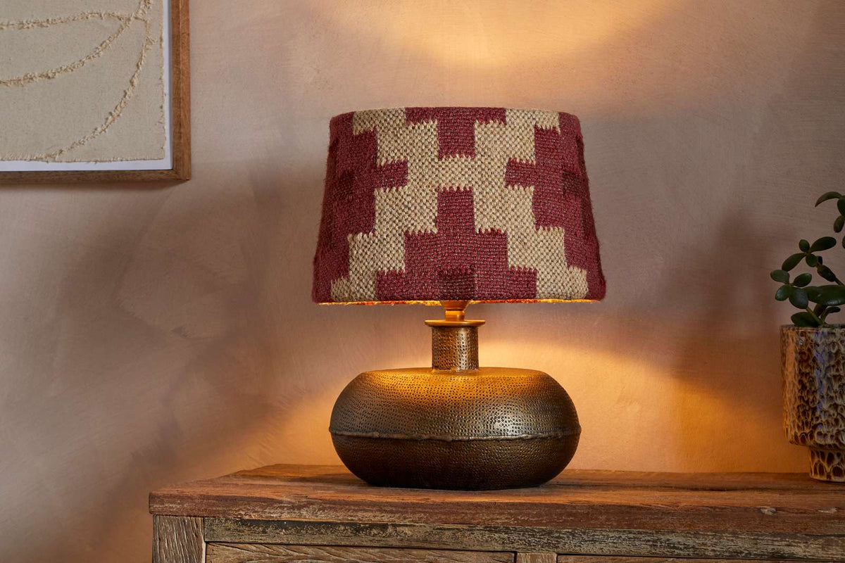 Kaadu Jute Kilim Lampshade - Rust & Natural - Medium