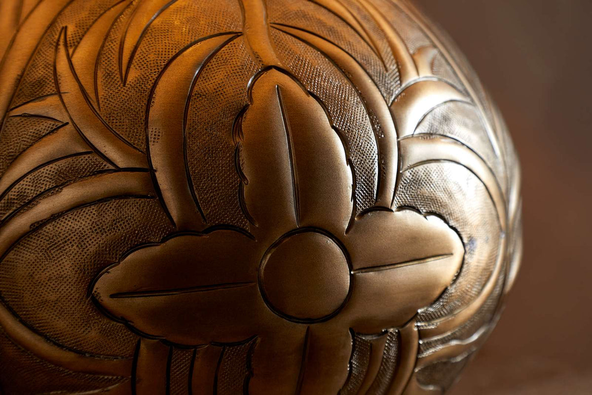 Purana Etched Table Lamp Base - Brass