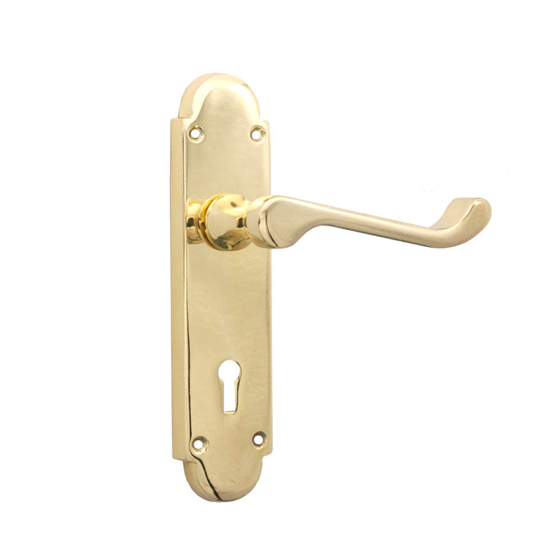Oakley Lock Lever Handle Polished Brass