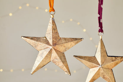 Roshani Star Antique Brass Baubles (Set of 2)