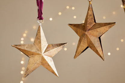 Roshani Star Antique Brass Baubles (Set of 2)