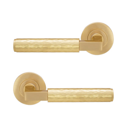 Satin Brass Lever on Rose Door Handle Home Decor 