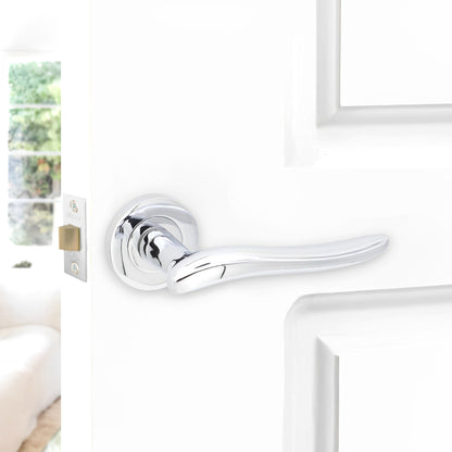Polished Chrome Lever Door Handle Home Decor 