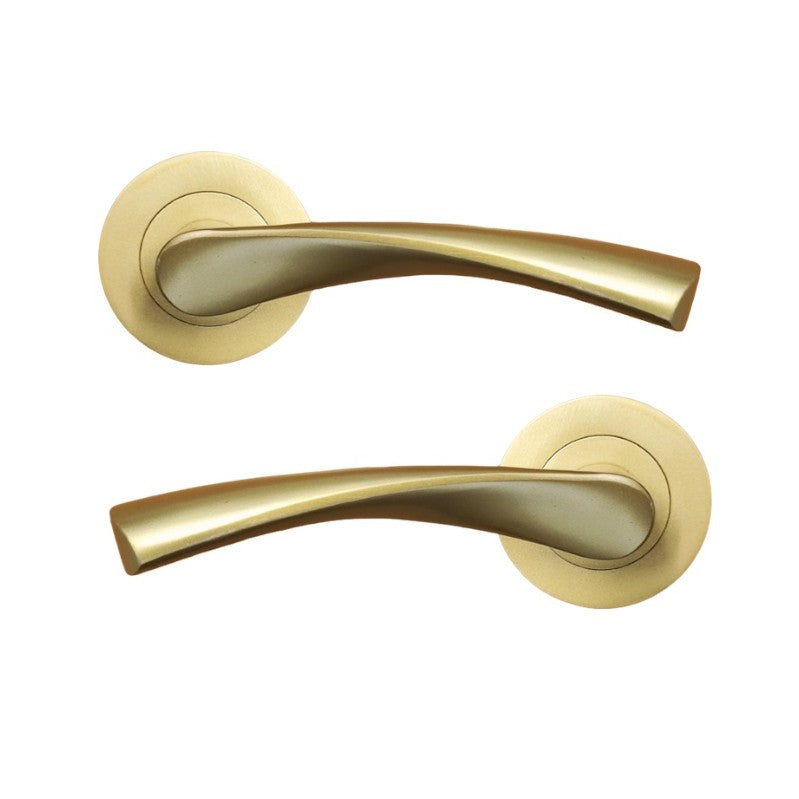 Satin Brass Lever On Rose Door Handles Home Decor