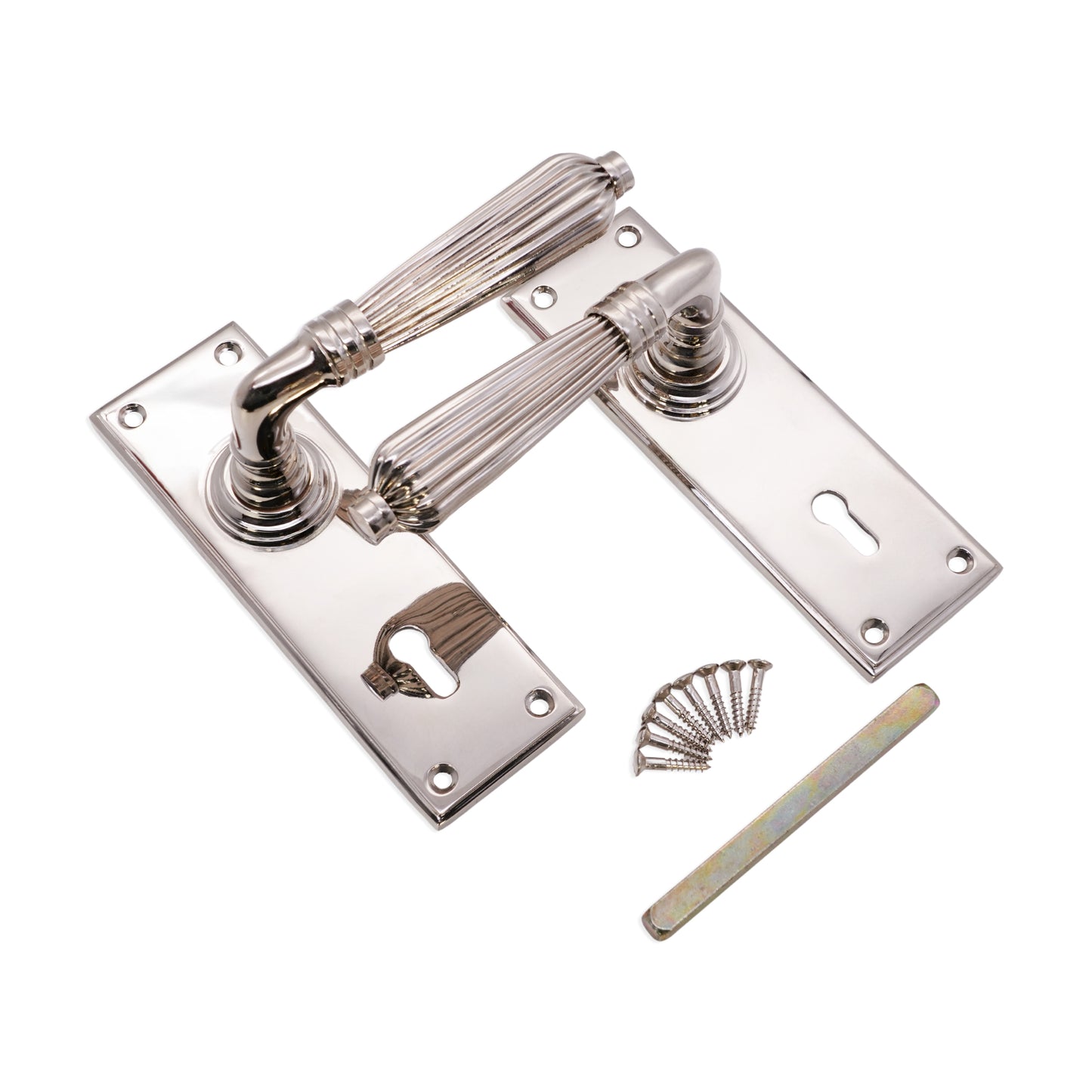 Polished Nickel Regency Lever on Backplate Lock Door Hardware
