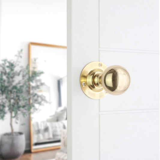 Ball Mortice Door Knob Polished Brass