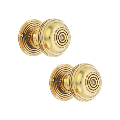 Beehive Rim Door Knob Aged Brass Home Decor