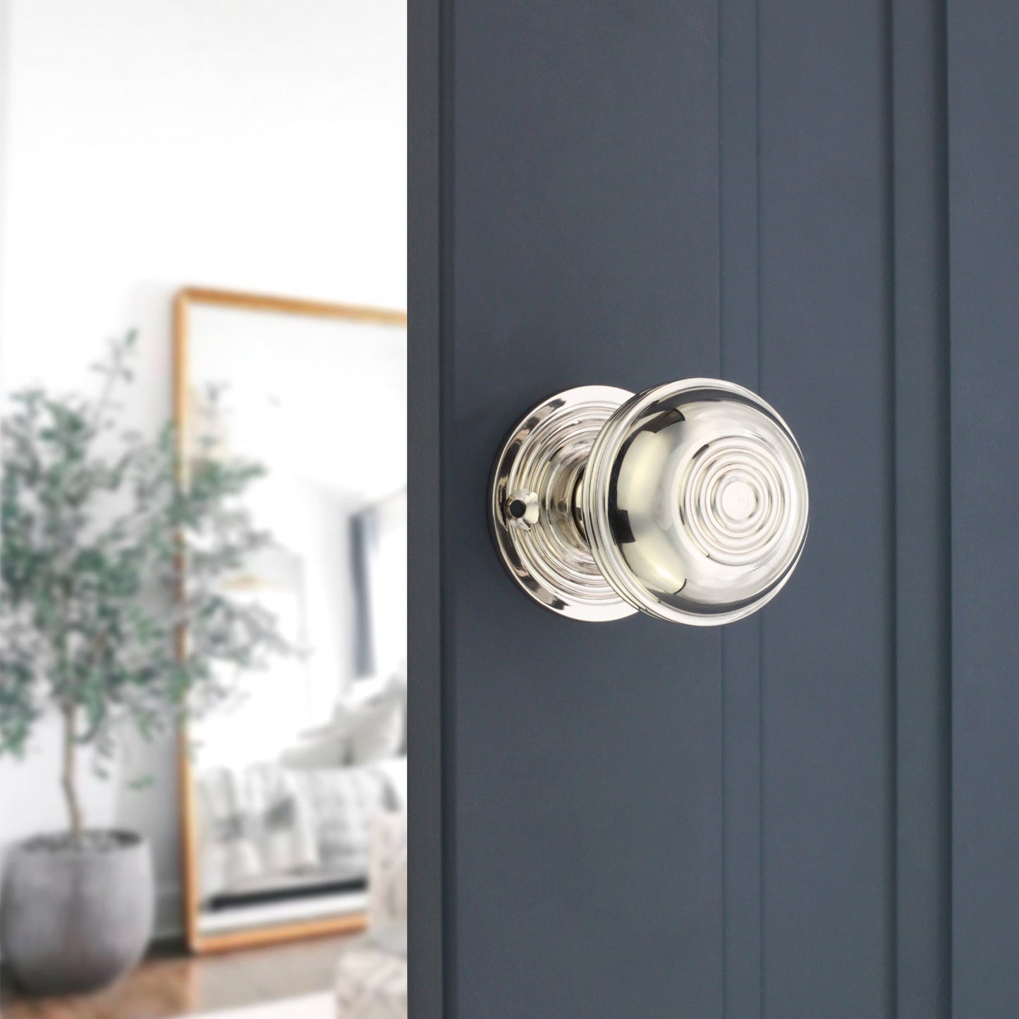 Bloxwich Rim Door Knob Polished Nickel Home Decor