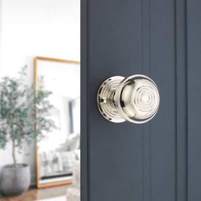 Bloxwich Rim Door Knob Polished Nickel Home Decor