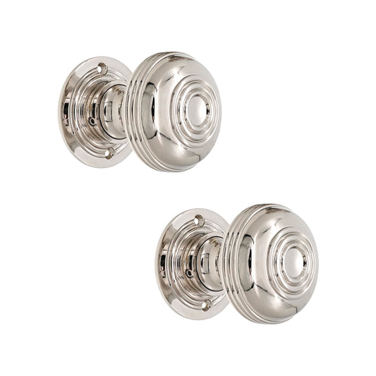 Bloxwich Grand bouton de porte à rebord/à mortaise de 60 mm en nickel poli