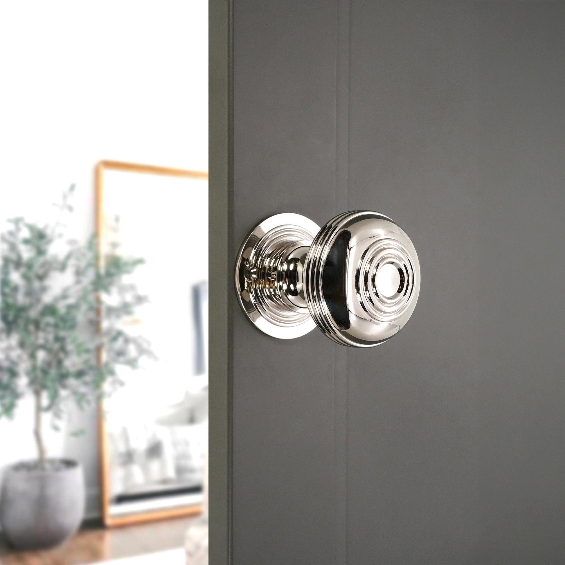 Bloxwich Large Rim Door Knob Polished Nickel Home Décor