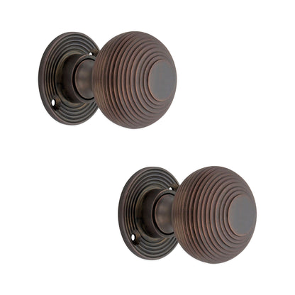 Beehive Rim Door Knob Aged Bronze Home Decor