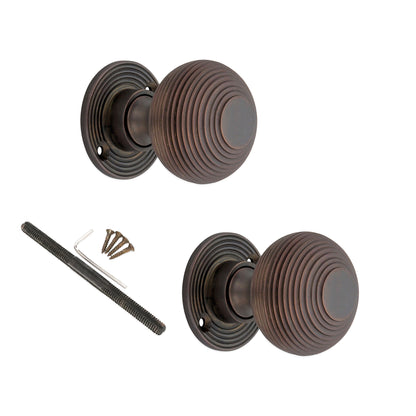 Beehive Rim Door Knob Aged Bronze Home Decor