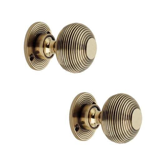 Beehive 50mm Rim/Mortice Door Knob Aged Brass