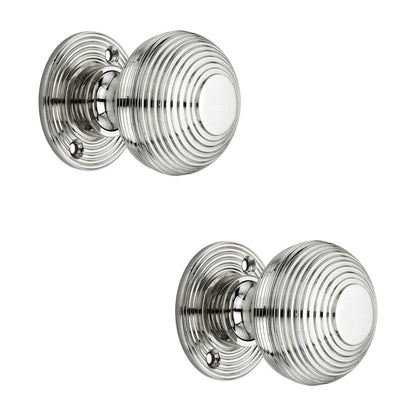 Beehive Rim Door Knob Polished Nickel Home Decor
