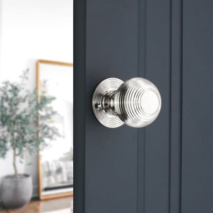 Beehive Rim Door Knob Polished Nickel Home Decor