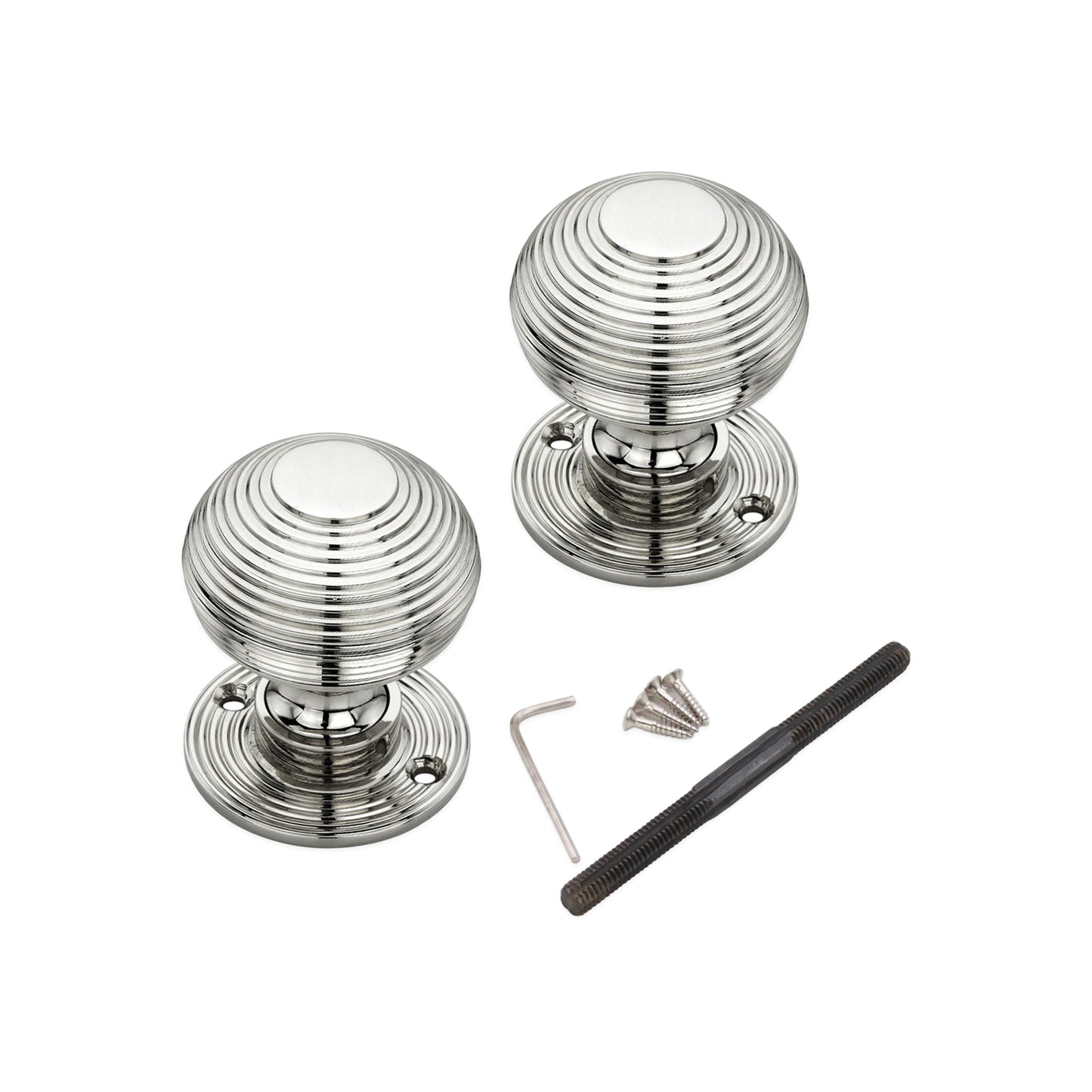 Beehive Rim Door Knob Polished Nickel Home Decor