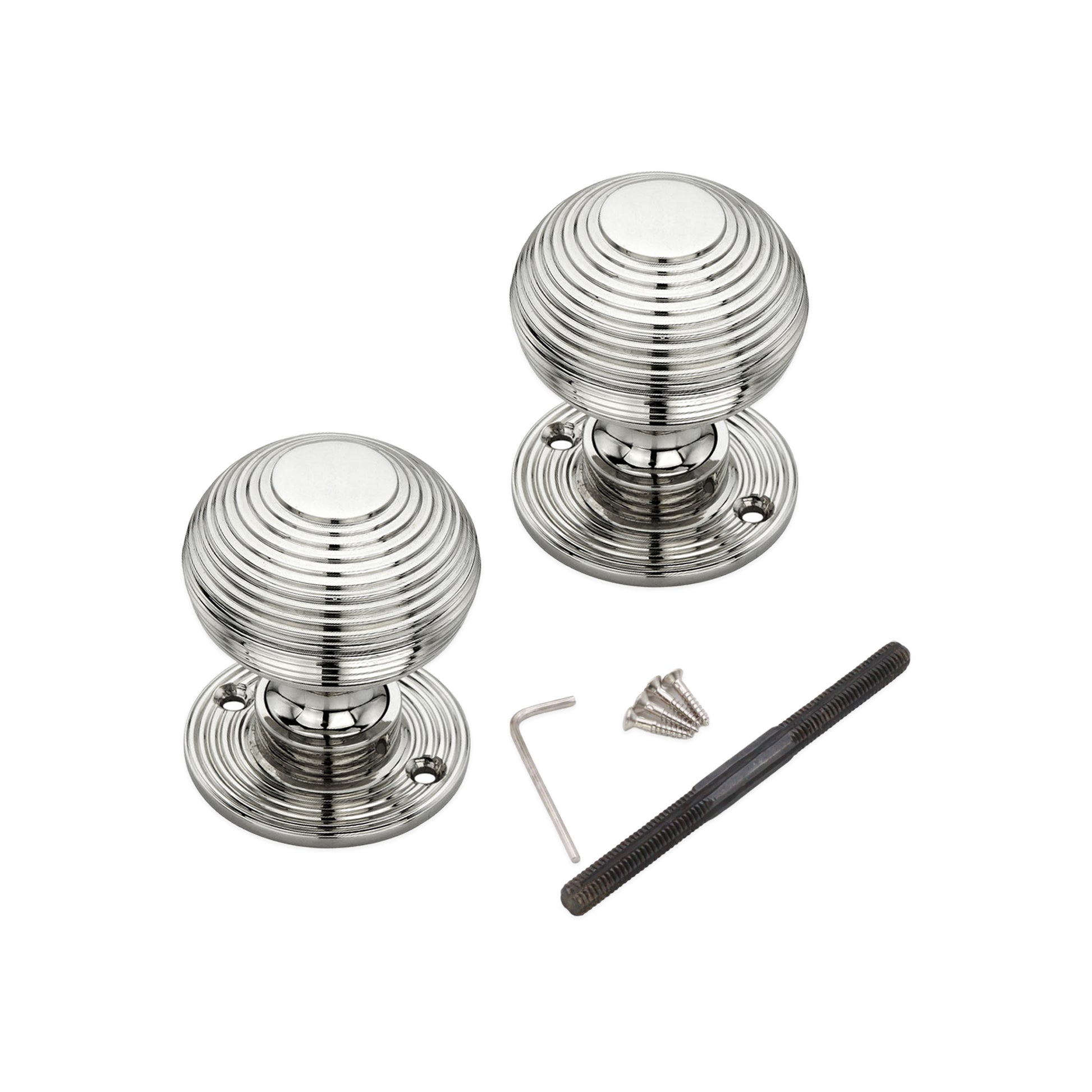 Beehive Rim Door Knob Polished Nickel Home Decor