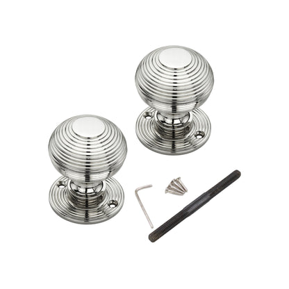 Beehive Rim Door Knob Polished Nickel Home Decor