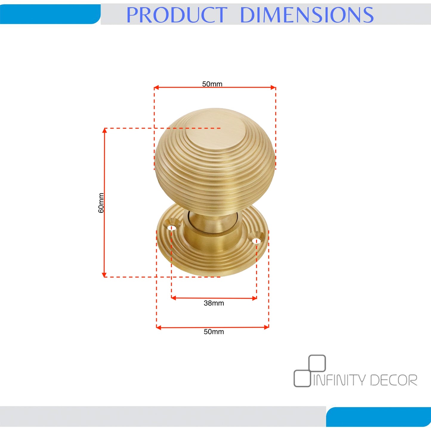 Beehive Rim Door Knob Satin Brass Home Decor