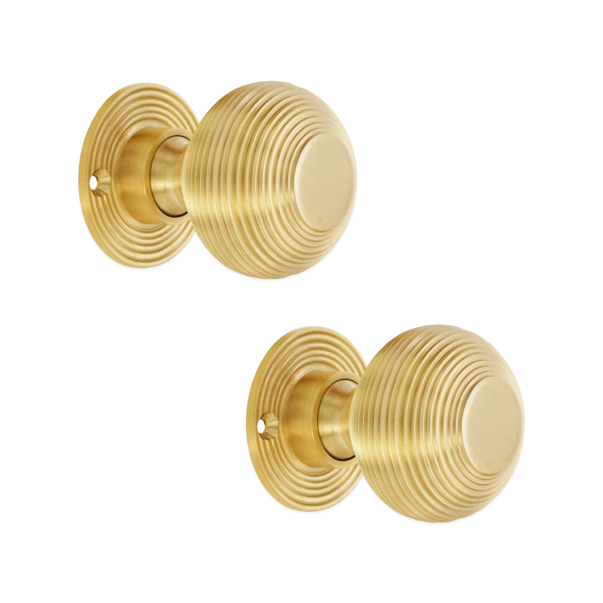 Beehive Rim Door Knob Satin Brass Home Decor