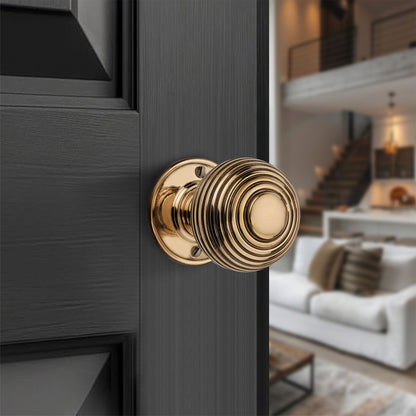 Beehive Door Knob Aged Brass Home Decor