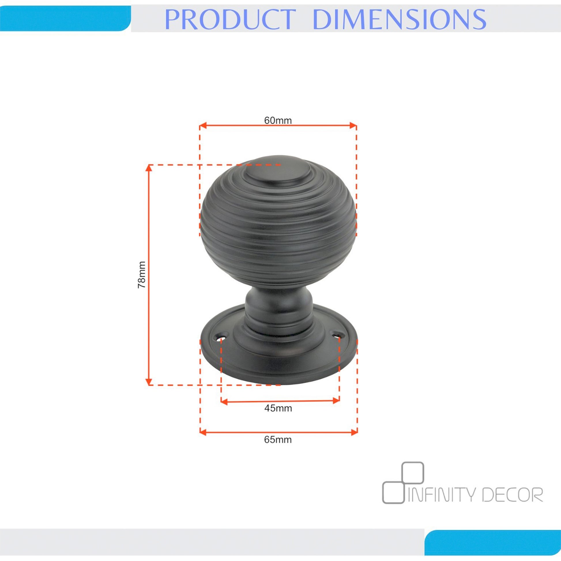 Beehive Door Knob Matt Black Home Decor