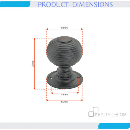 Beehive Door Knob Matt Black Home Decor
