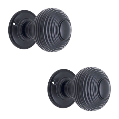 Beehive Door Knob Matt Black Home Decor