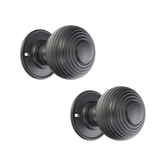 Beehive Large 60mm Mortice Door Knob Matt Black
