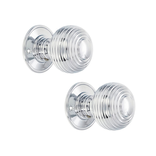 Beehive Grand bouton de porte à mortaiser 60 mm Chrome poli
