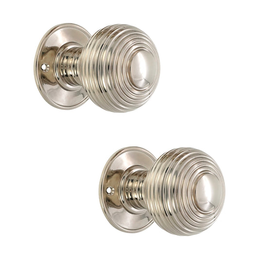 Beehive Großer 60 mm Einsteck-Türknauf, poliertes Nickel