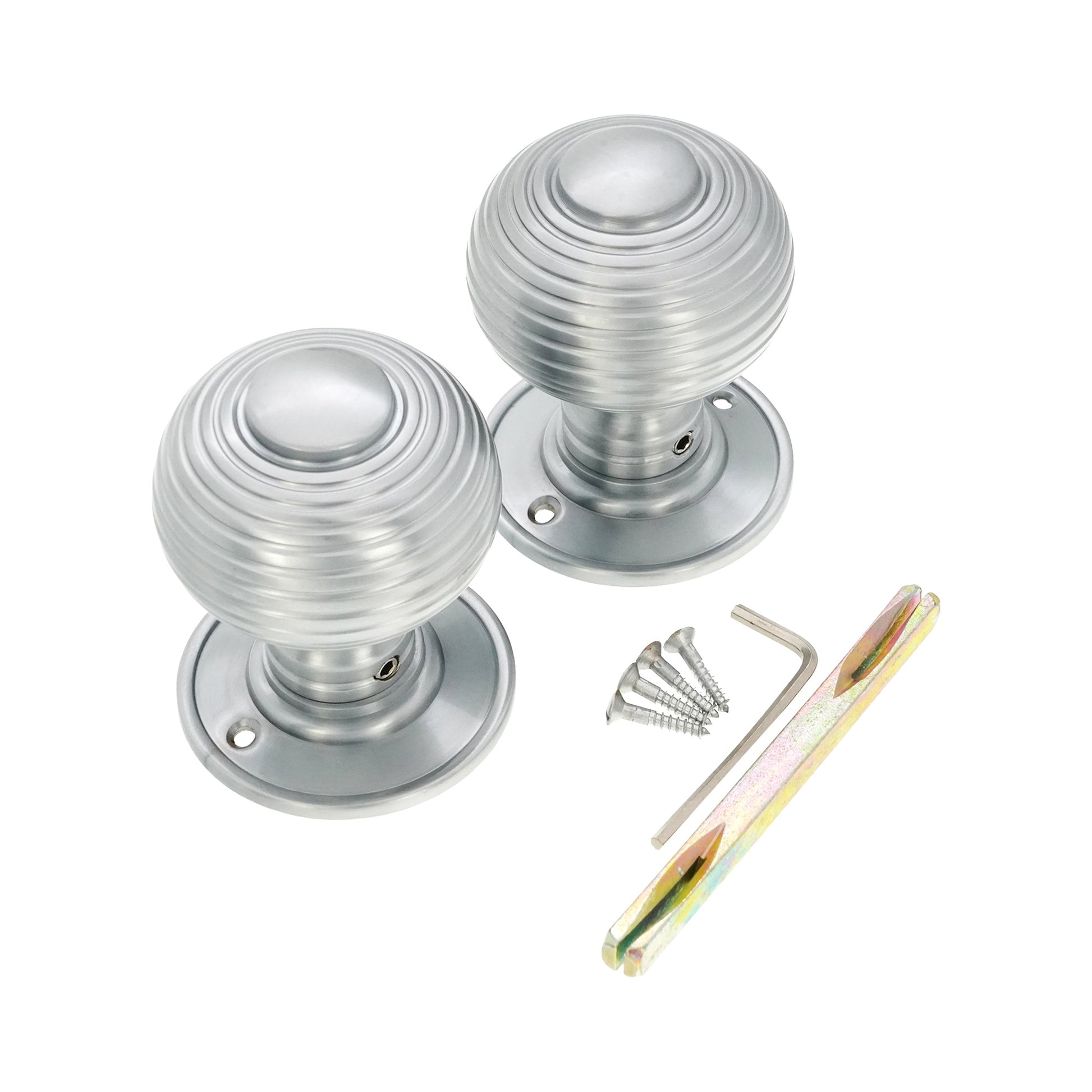 Beehive Door Knob Satin Chrome Home Decor