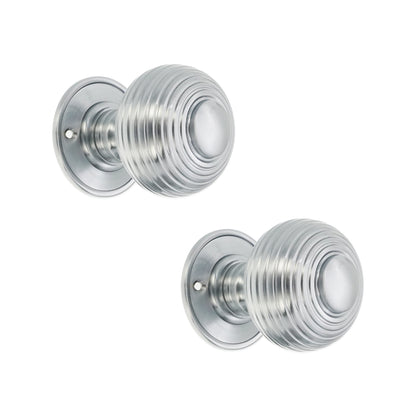 Beehive Door Knob Satin Chrome Home Decor