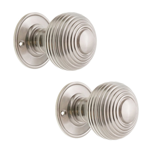 Beehive Großer 60 mm Einsteck-Türknauf, satiniertes Nickel