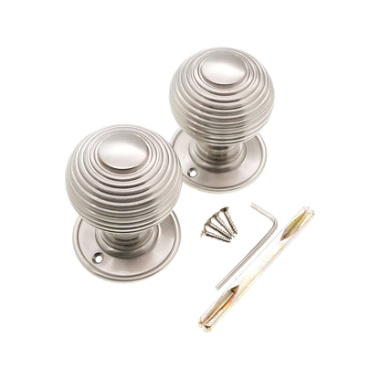 Beehive Mortice Door Knob Satin Nickel Home Decor