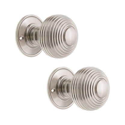Beehive Mortice Door Knob Satin Nickel Home Decor