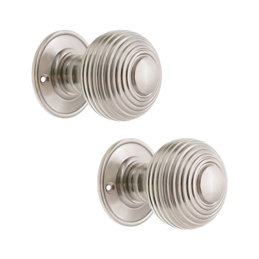 Beehive Large 60mm Mortice Door Knob Satin Nickel