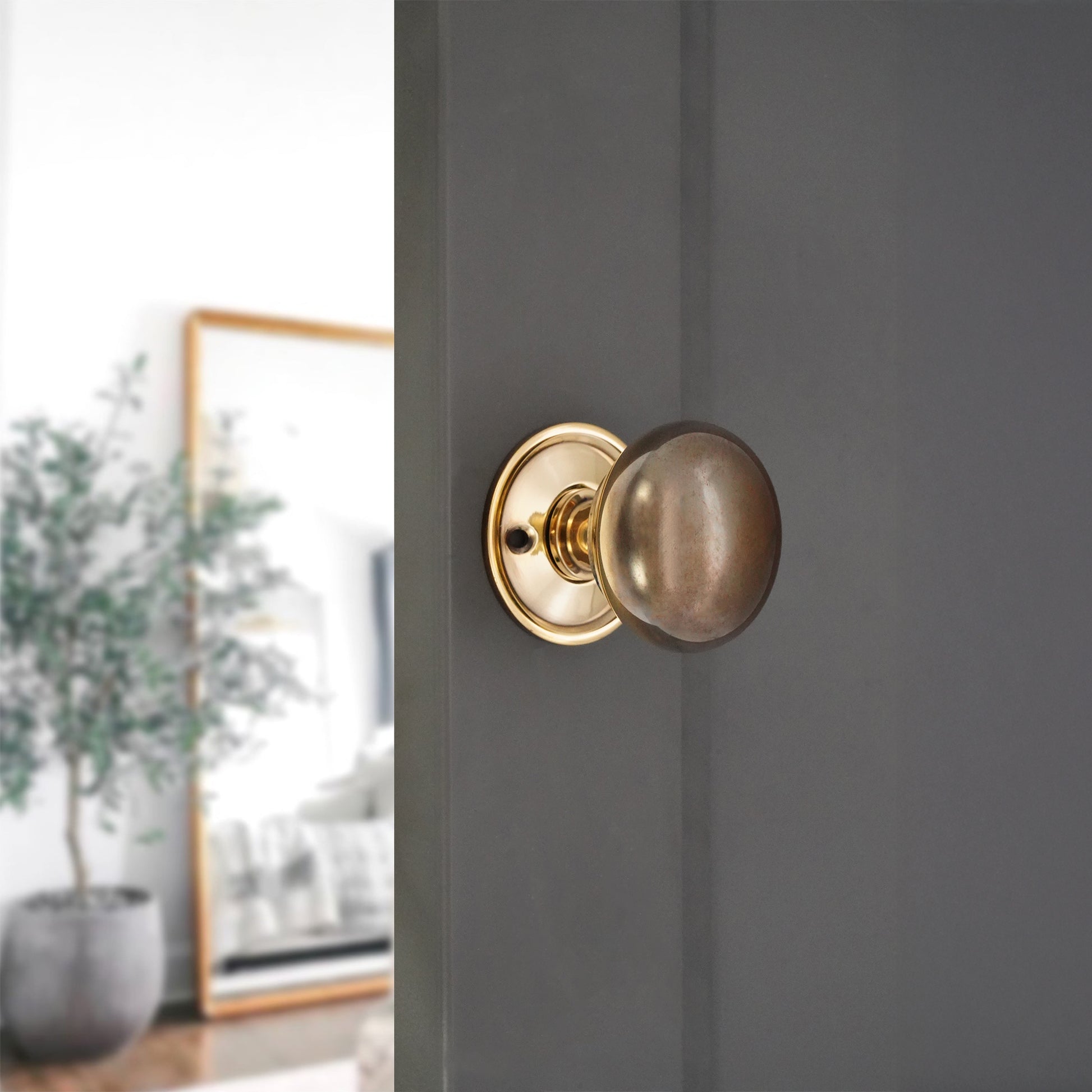 Cottage Rim Door Knob Aged Brass Home Decor