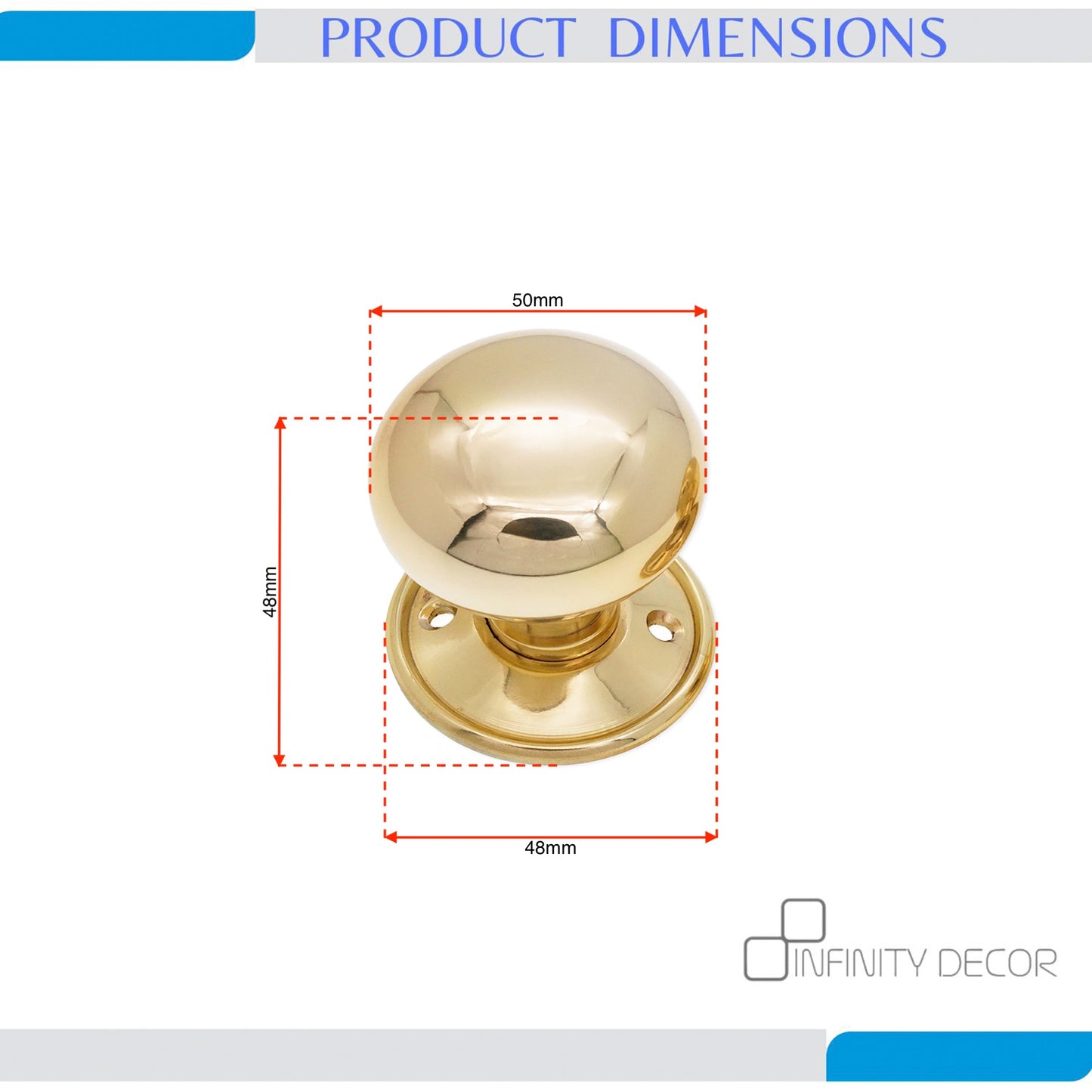 Cottage Large Rim Door Knob Polished Brass Home Decor