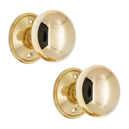 Cottage Large Rim Door Knob Polished Brass Home Decor